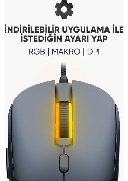 GE171M Rgb Aydınlatma 7200 Dpı Kablolu Gaming Mouse Makrolu Profesyonel Oyuncu Mouse Uygulamalı modelleri