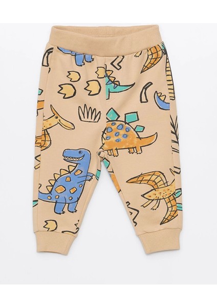 Lcw Baby Bej Bisiklet Yaka Uzun Kollu Baskılı Erkek Bebek Sweatshirt ve Eşofman Altı 2'li Takım fırsatları