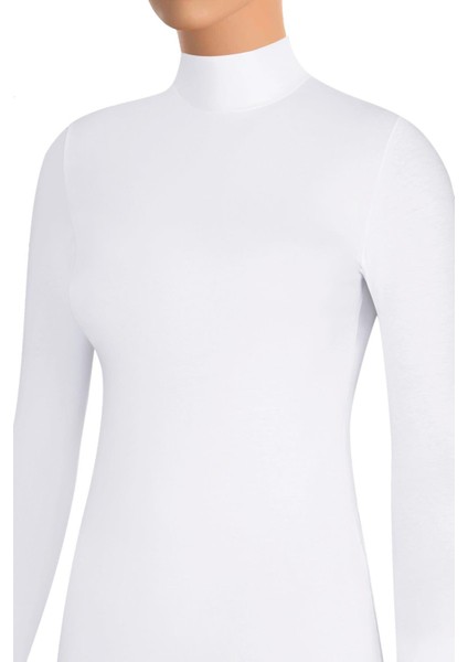 Kadın T-Shirt Boğazlı Uzun Kol (%96 Pamuk - %4 Elastan)