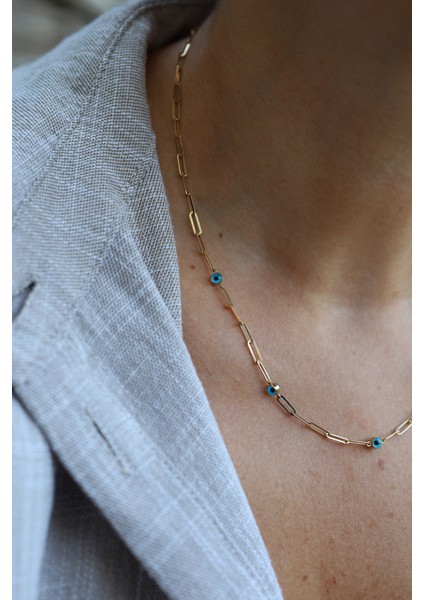 14 Ayar Altın Ataç Zincirli Göz Detaylı Kolye indirimleri