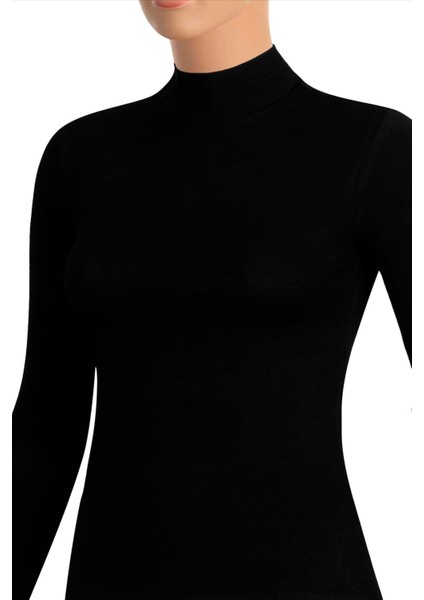 Kadın T-Shirt Boğazlı Uzun Kol (%96 Pamuk - %4 Elastan)