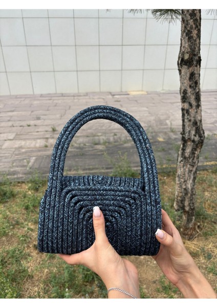 Soft Mini Jüt Hasır Portföy Clutch El Çantası Yazın Modası