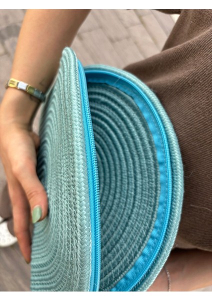 Moss Fermuarlı Hasır Jüt Vegan Clutch Çanta modelleri