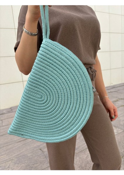 Moss Fermuarlı Hasır Jüt Vegan Clutch Çanta indirimleri