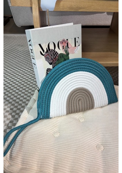 Moss Fermuarlı Hasır Jüt Vegan Clutch Çanta