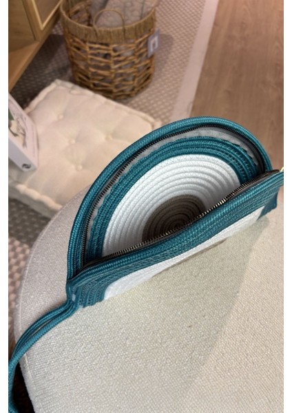 Moss Fermuarlı Hasır Jüt Vegan Clutch Çanta fırsatları