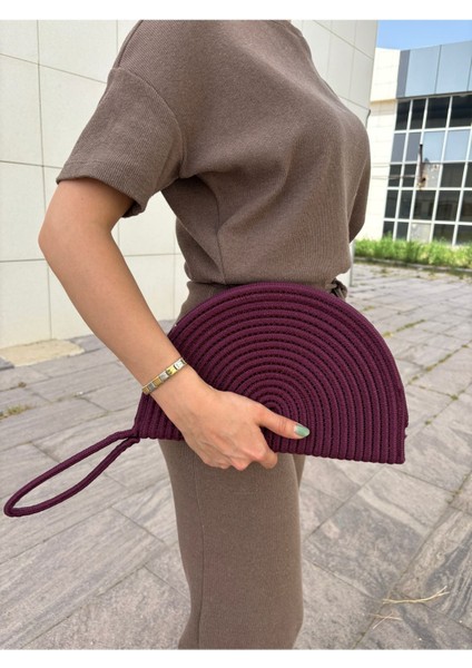 Moss Fermuarlı Hasır Jüt Vegan Clutch Çanta