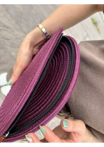 Moss Fermuarlı Hasır Jüt Vegan Clutch Çanta fırsatları