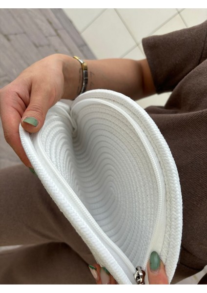 Moss Fermuarlı Hasır Jüt Vegan Clutch Çanta modelleri