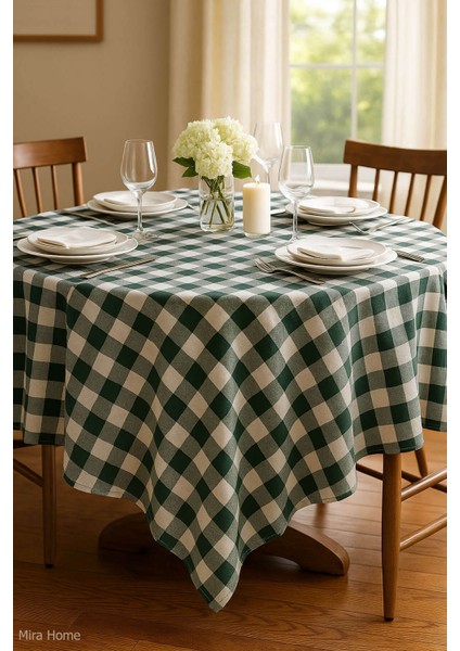 Kareli Masa Örtüsü Sofra Bezi 160X160 cm Happytime modelleri