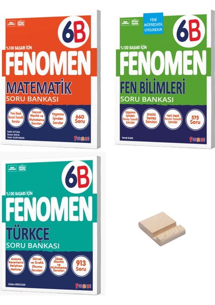 6. Sınıf B Serisi Matematik Fen ve Türkçe 3lü Soru Bankası + Telefon Standı