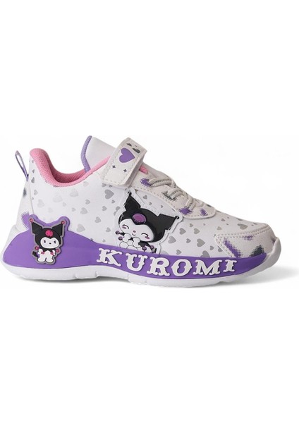 Kız Çocuk Ortopedik Kuromi Desenli Cırtlı Sneaker Spor Ayakkabı