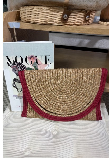 Kadın Clutch Çanta Hasır Desenli Hafif ve Dayanıklı Günlük Kullanım