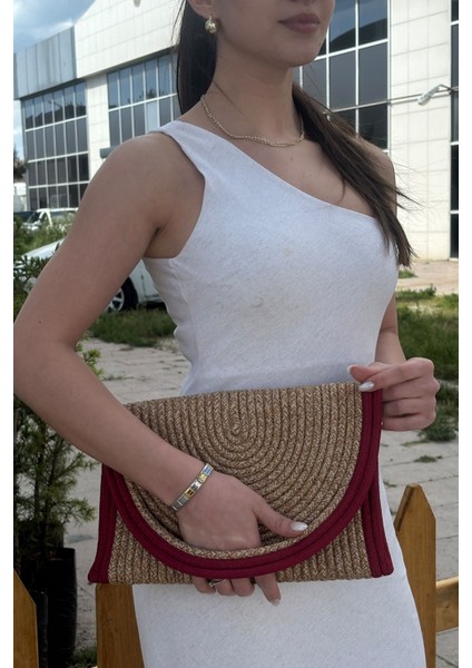 Kadın Clutch Çanta Hasır Desenli Hafif ve Dayanıklı Günlük Kullanım indirimleri