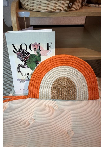 Moss Fermuarlı Hasır Jüt Vegan Clutch Çanta