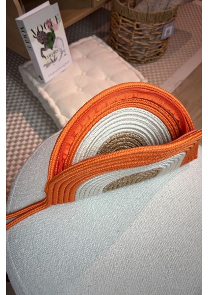 Moss Fermuarlı Hasır Jüt Vegan Clutch Çanta modelleri