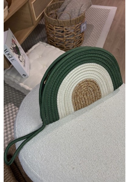 Moss Fermuarlı Hasır Jüt Vegan Clutch Çanta fiyatları