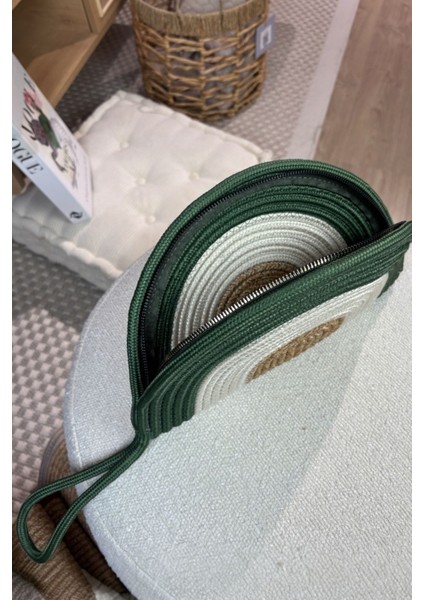 Moss Fermuarlı Hasır Jüt Vegan Clutch Çanta modelleri