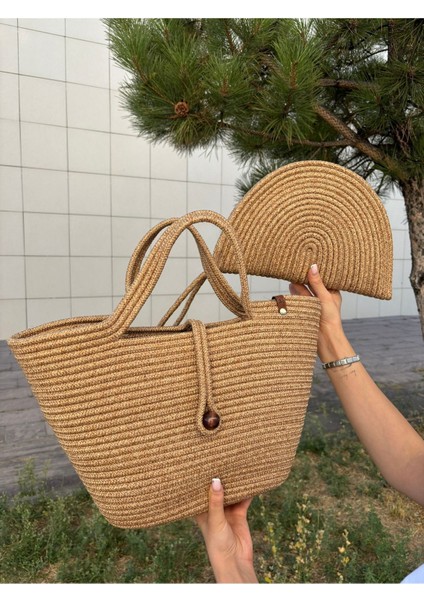 Lumos Fermuarlı Hasır Jüt Vegan Clutch Çanta, Düğmeli Kol Çantası modelleri