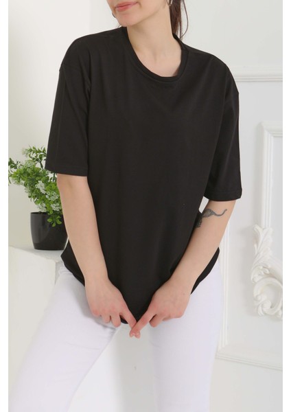 Oversize Kısa Kollu T-Şhirt Siyah - 27118 modelleri