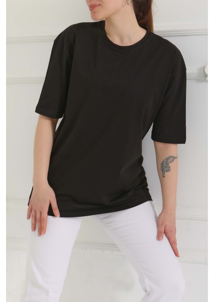 Oversize Kısa Kollu T-Şhirt Siyah - 27118 indirimleri