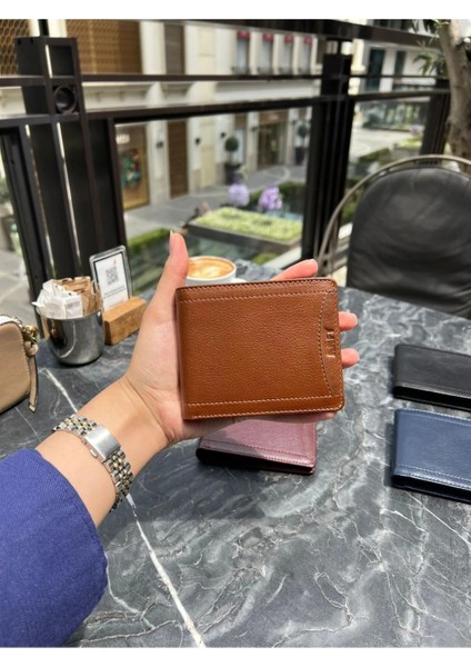 Private Collection Kişiselleştirilebilir Kahve Rengi Dikiş Desenli Hakiki Deri Cüzdan (9X11)