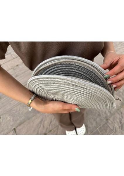 Moss Fermuarlı Hasır Jüt Vegan Clutch Çanta indirimleri