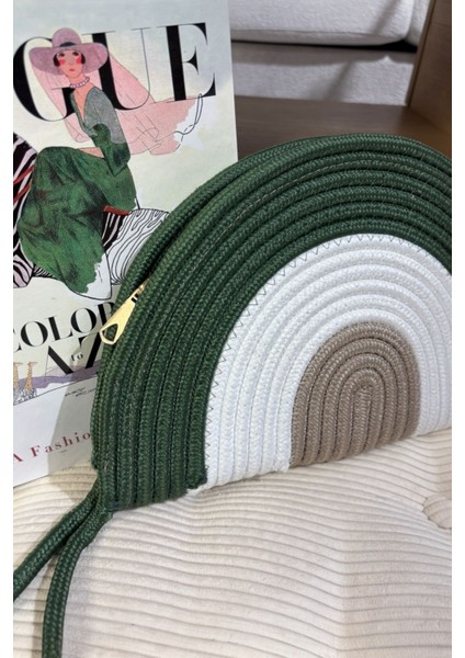 Moss Fermuarlı Hasır Jüt Vegan Clutch Çanta fiyatları