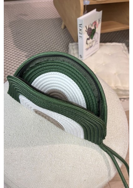 Moss Fermuarlı Hasır Jüt Vegan Clutch Çanta indirimleri