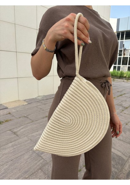 Moss Fermuarlı Hasır Jüt Vegan Clutch Çanta fiyatları