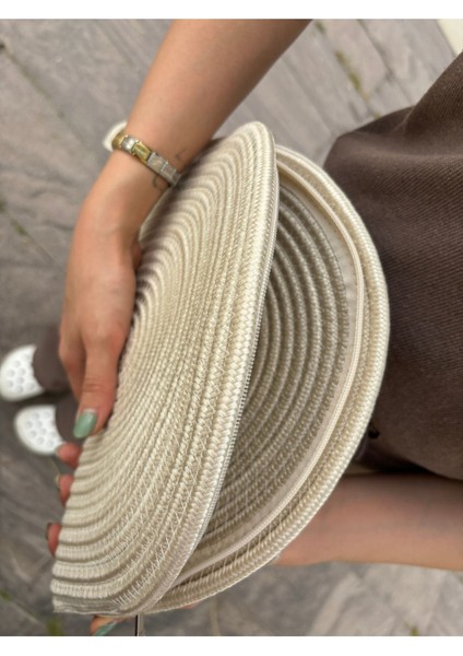 Moss Fermuarlı Hasır Jüt Vegan Clutch Çanta modelleri
