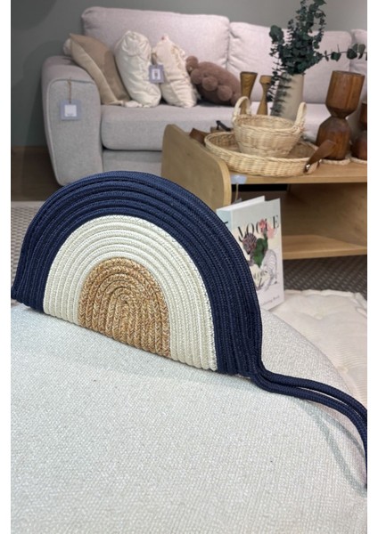 Moss Fermuarlı Hasır Jüt Vegan Clutch Çanta