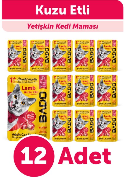 Yetişkin Kedi Yaş Maması Kuzu Etli 85GR 12'li
