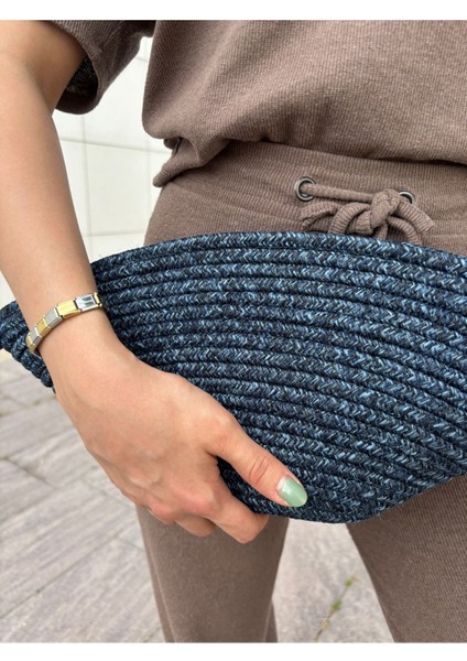 Moss Fermuarlı Hasır Jüt Vegan Clutch Çanta fiyatları