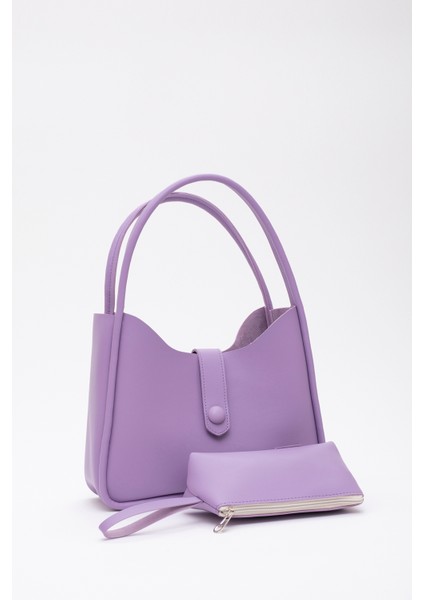 Lila Shk79 Deri Düğme Detaylı Çıtçıtlı Makyaj Çantalı Kol ve Omuz Çantası fiyatları