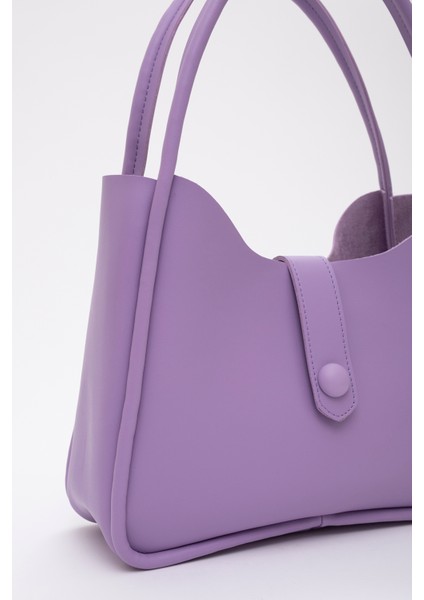 Lila Shk79 Deri Düğme Detaylı Çıtçıtlı Makyaj Çantalı Kol ve Omuz Çantası fırsatları