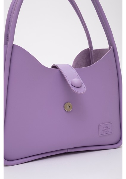 Lila Shk79 Deri Düğme Detaylı Çıtçıtlı Makyaj Çantalı Kol ve Omuz Çantası indirimleri