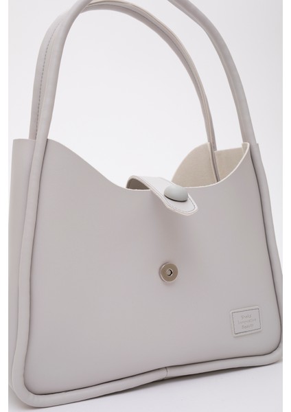 Gri Shk79 Deri Düğme Detaylı Çıtçıtlı Makyaj Çantalı Kol ve Omuz Çantası fırsatları