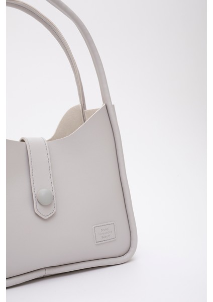 Gri Shk79 Deri Düğme Detaylı Çıtçıtlı Makyaj Çantalı Kol ve Omuz Çantası indirimleri