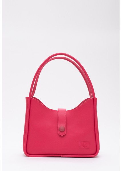 Fuşya Shk79 Deri Düğme Detaylı Çıtçıtlı Makyaj Çantalı Kol ve Omuz Çantası