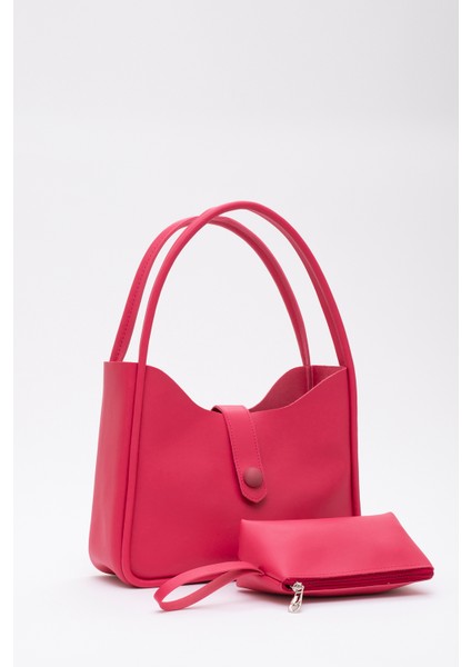 Fuşya Shk79 Deri Düğme Detaylı Çıtçıtlı Makyaj Çantalı Kol ve Omuz Çantası fiyatları