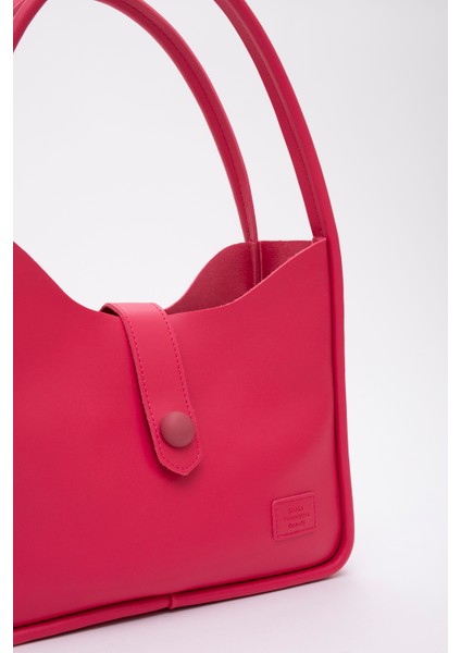 Fuşya Shk79 Deri Düğme Detaylı Çıtçıtlı Makyaj Çantalı Kol ve Omuz Çantası modelleri