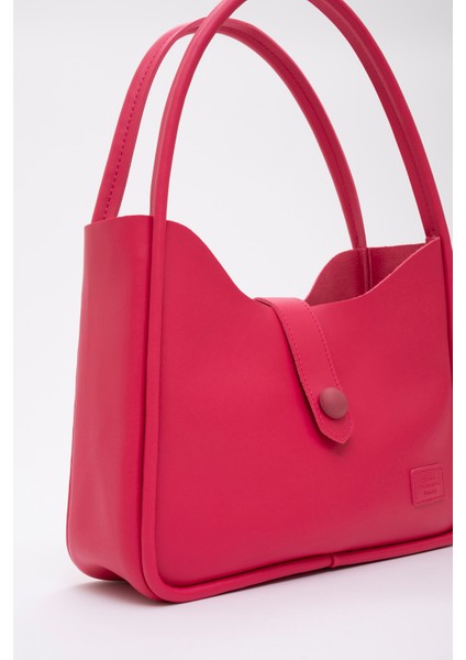 Fuşya Shk79 Deri Düğme Detaylı Çıtçıtlı Makyaj Çantalı Kol ve Omuz Çantası fırsatları