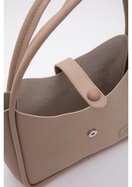 Vizon Shk79 Deri Düğme Detaylı Çıtçıtlı Makyaj Çantalı Kol ve Omuz Çantası