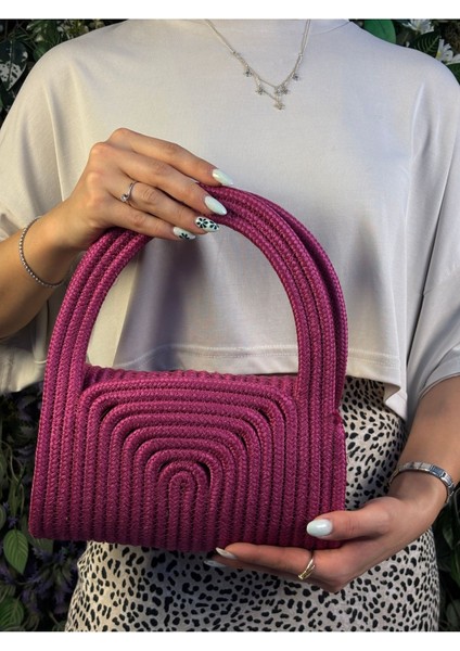 Soft Mini Jüt Hasır Portföy Clutch El Çantası Yazın Modası