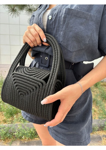 Soft Mini Jüt Hasır Portföy Clutch El Çantası Yazın Modası