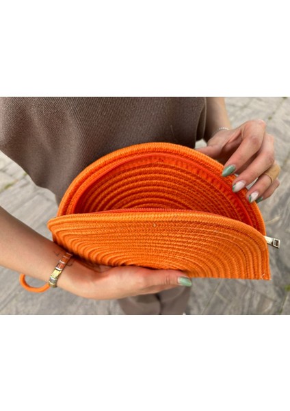 Moss Fermuarlı Hasır Jüt Vegan Clutch Çanta indirimleri