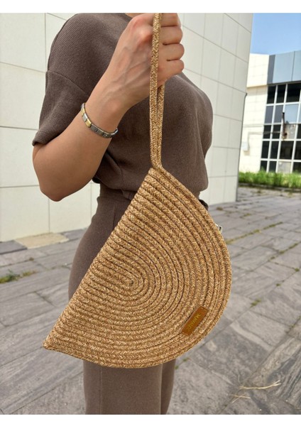 Moss Hasır Clutch Çanta Kadınlar İçin Sürdürülebilir ve Şık Günlük Kullanım 30 cm
