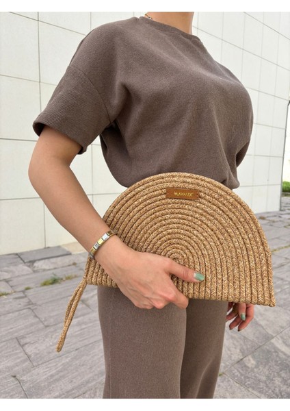 Moss Hasır Clutch Çanta Kadınlar İçin Sürdürülebilir ve Şık Günlük Kullanım 30 cm fiyatları