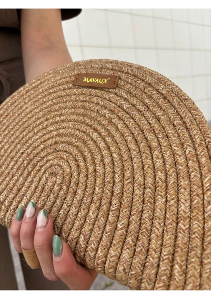 Moss Hasır Clutch Çanta Kadınlar İçin Sürdürülebilir ve Şık Günlük Kullanım 30 cm modelleri
